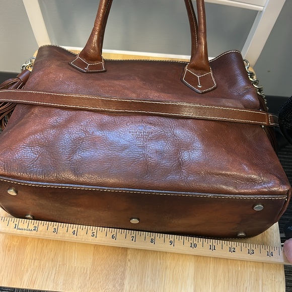 Lux Cavalcanti Genuine Brown Leather Crossbody Purse with Tassels Made in Italy - Picture 10 of 13